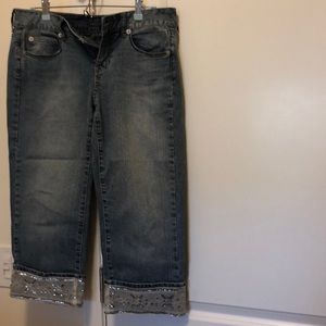 6 petite sequins bottom crop jeans